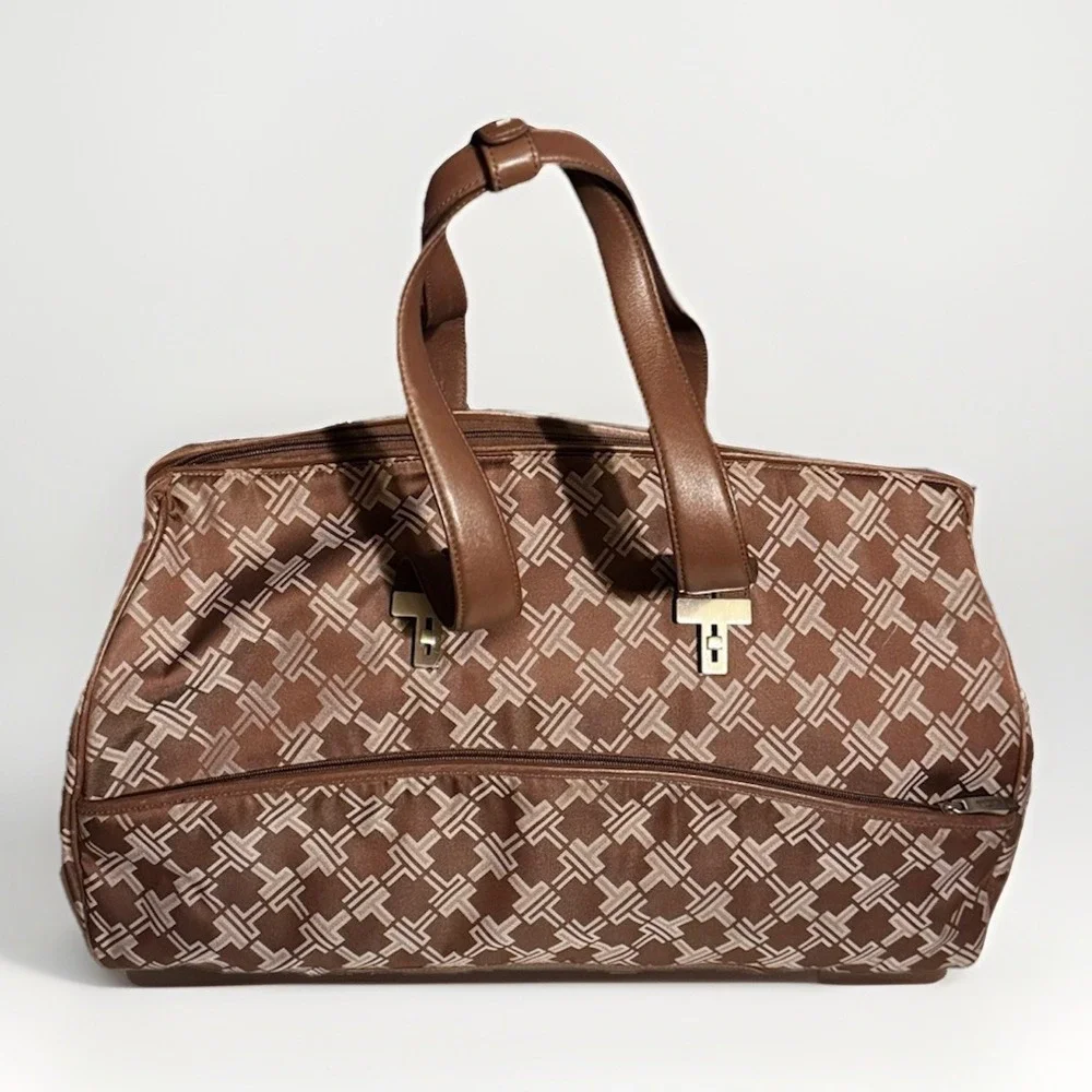 TUMI Signature Collection Logo Nylon Weekender Carry-On Duffle Travel Bag Brown